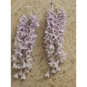 Artisan Handcrafted Clay Lilac And Sterling Silver Bridal Earrings From Spain